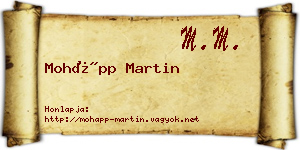 Mohápp Martin névjegykártya